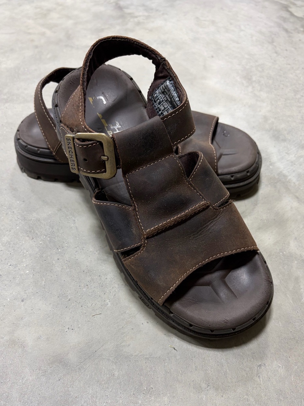 Skechers platform chunky sandals brown 8 Y2K Fisherman